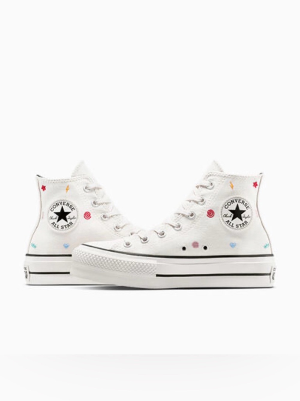 Chuck Taylor All Star Lift Platform Embroidered Doodles Sneakers Women 6.5